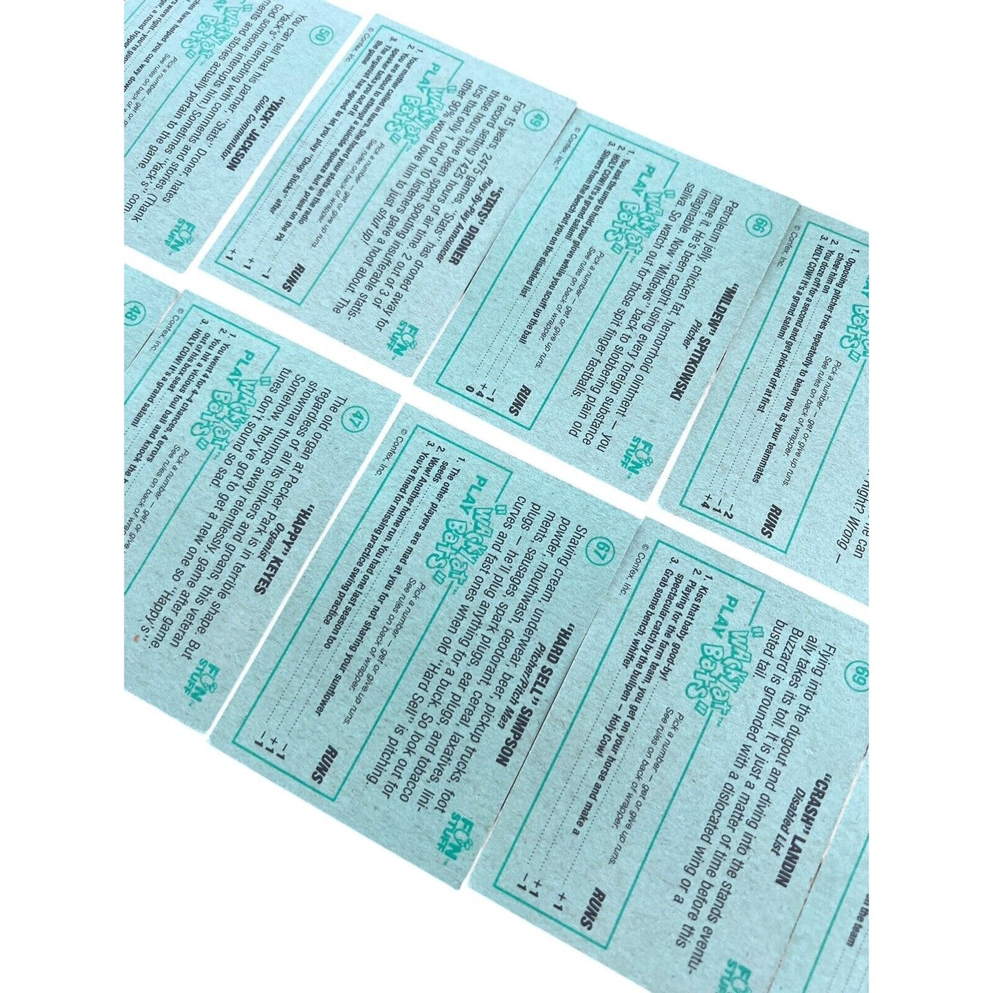 Wacky at Bats Confex Inc. Trading Cards Set Of 10