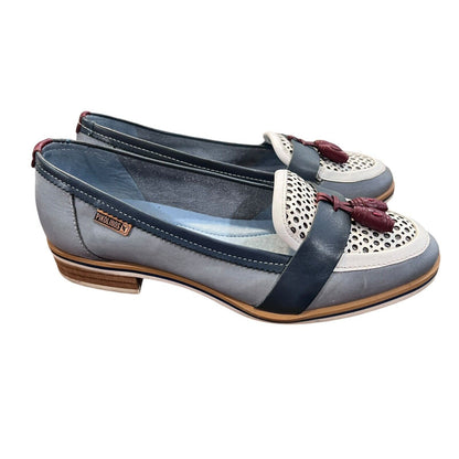 Size 6.5 7 (37) Women's Pikolinos Henares Loafer Blue Cream Tassel EUC