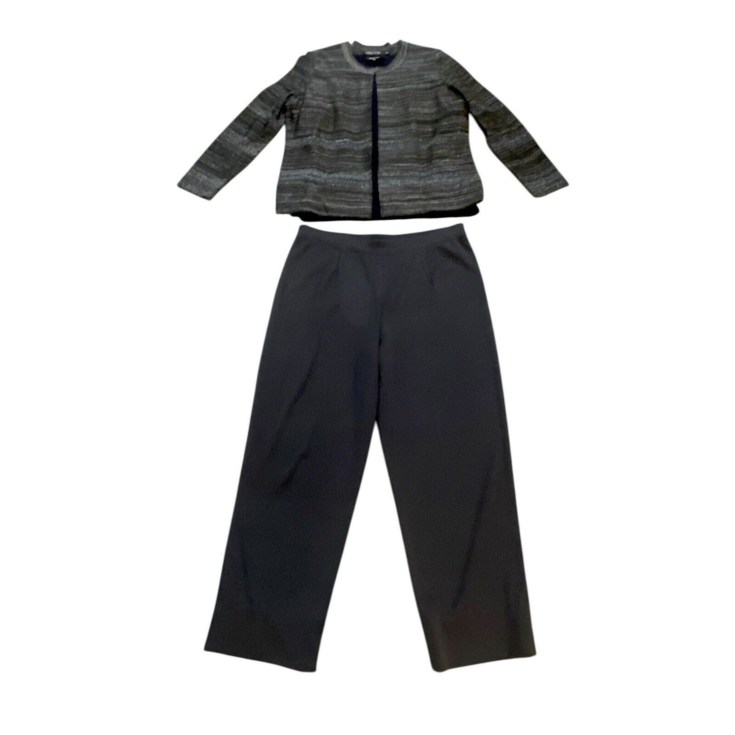 Exclusively Misook Jacket Pant Set XL Petite Metallic Jacket And XL Black Pant