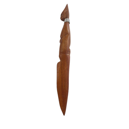 Hand-carved Warrior Head Hand Carved Wooden Letter Opener Tribal 10.75”