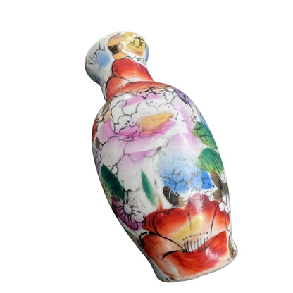 Chinese Floral Vase Gold Detail Porcelain Bud Asian 4” Vintage Hand Painted