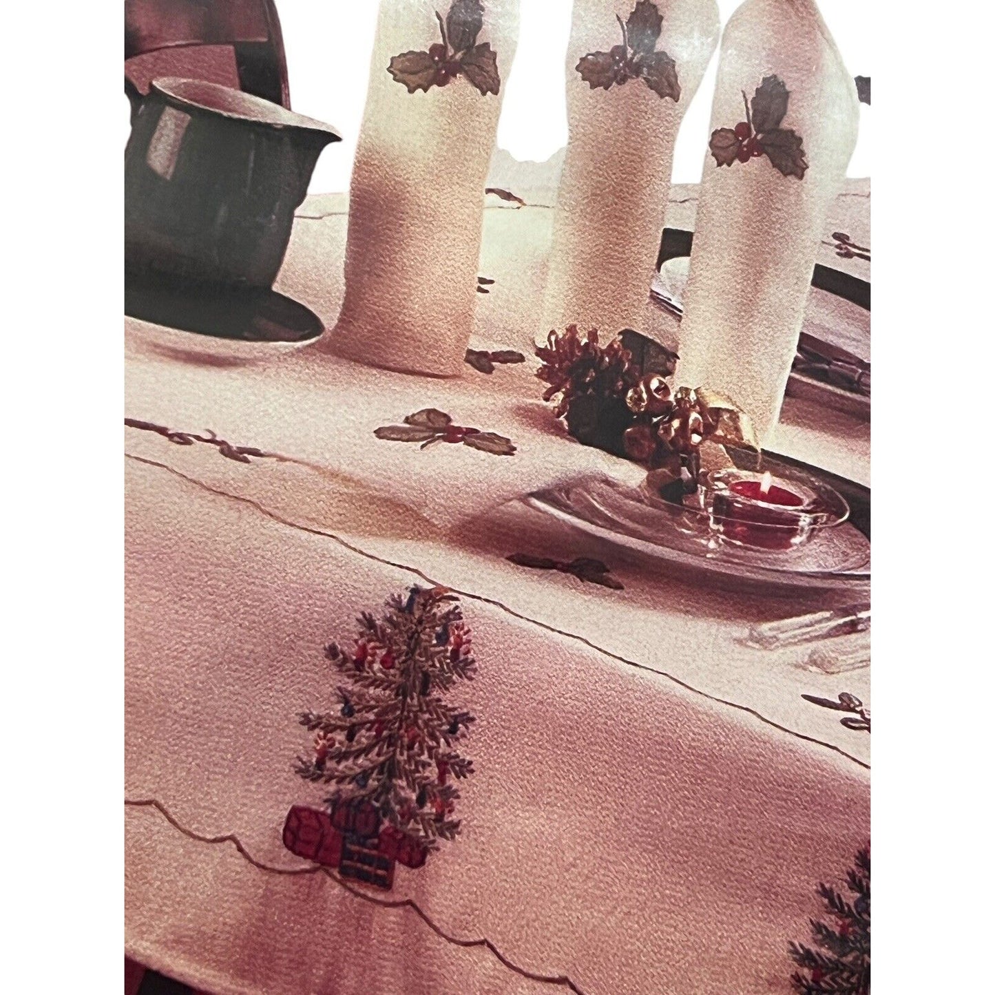 Herrschners® Country Christmas Tablecloth Topper Stamped Embroidery Kit Tree New