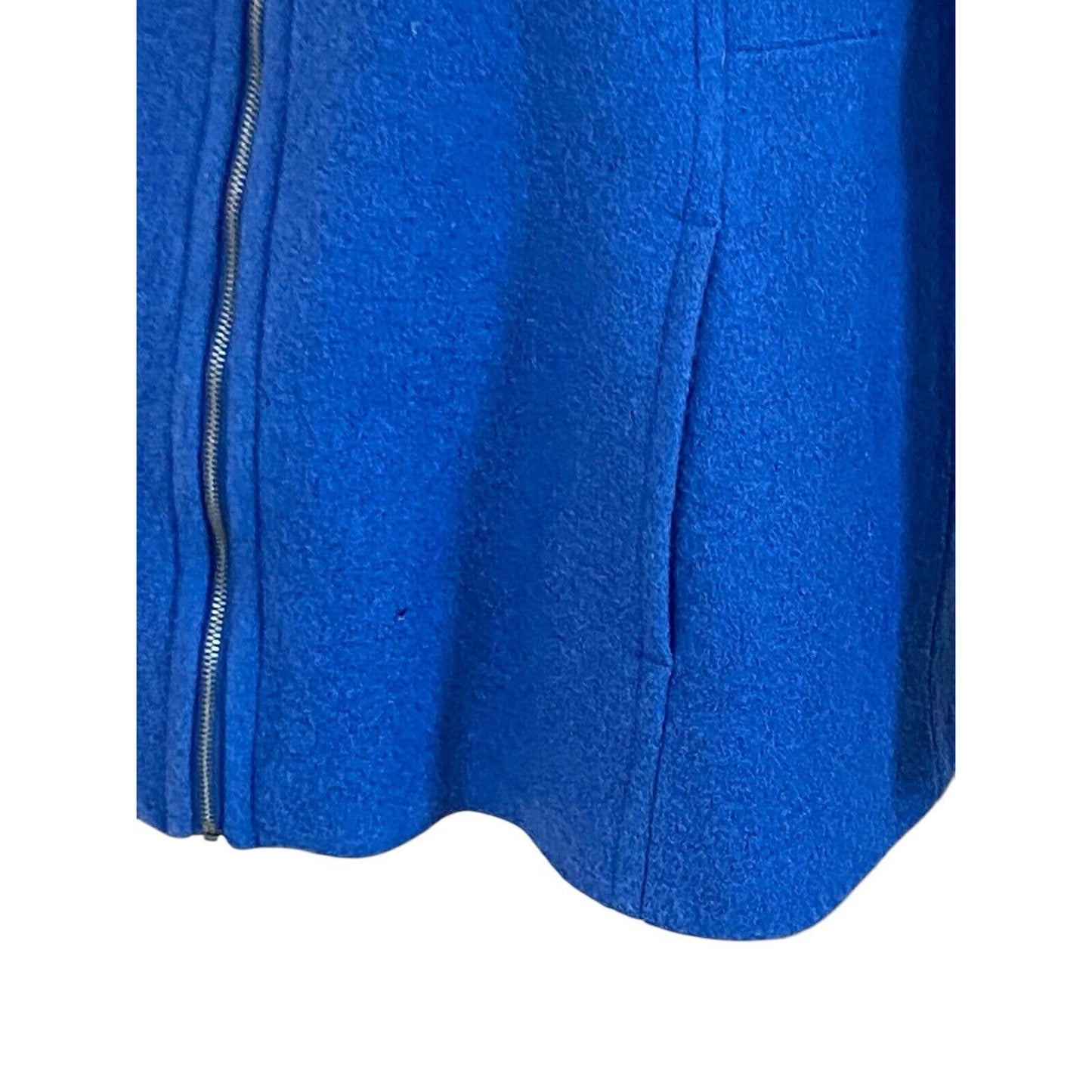 Lands’ End Womens Wool Blend Coat Size 16W Royal Blue Full Zip Pockets