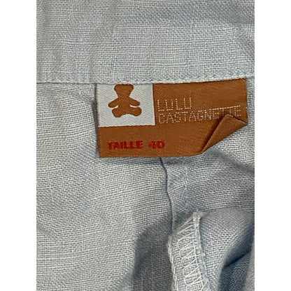 Size 8 (40 FR) Lulu Castagnette Cropped Wide Leg Pants Women Blue Linen