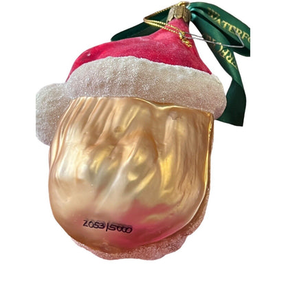 Waterford Christmas Santa Head Glass Ornament Hand Blown No Box Glitter