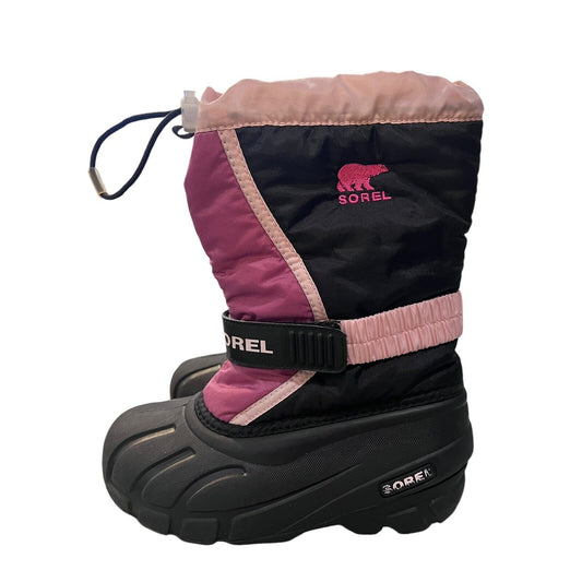 Size 1 Youth Sorel Flurry Boots Pink Purple NY1810-589 Insulated Winter Snow