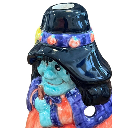 Ceramic Witch Hand Painted Tea Light Candle Holder Halloween Sharry Holiday