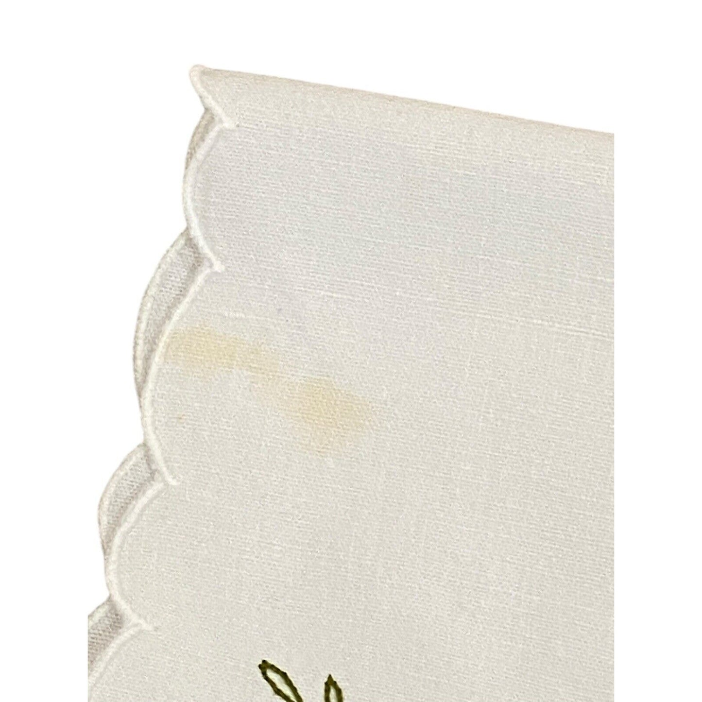 Vintage Embroidered Placemats (7) And Napkin (1) Floral Daisy White Yellow