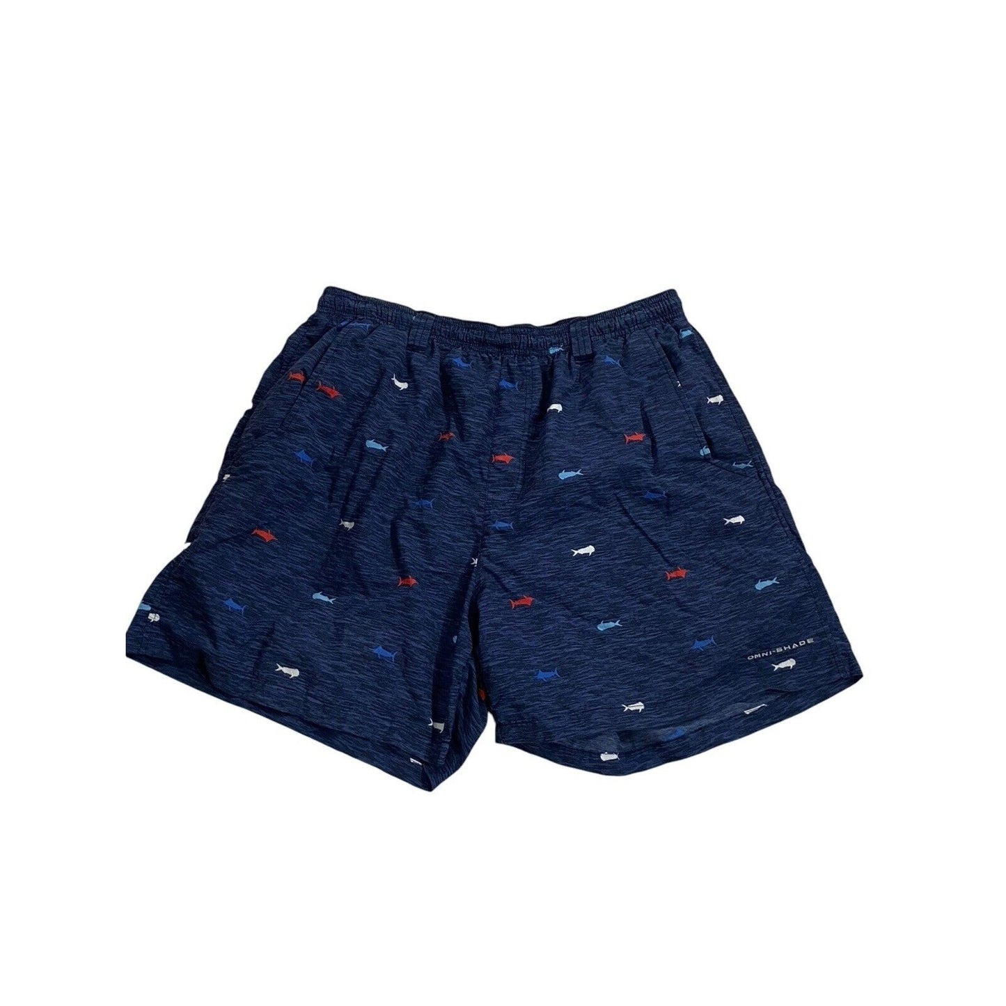 Size L Columbia Omni-Shade Shark Drawstring Water Shorts Blue Men Swim Trunks