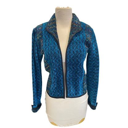 LAURA FISHER BONVALLET Handwoven Open Jacket Beauxchenes Fibre Art to Wear Teal