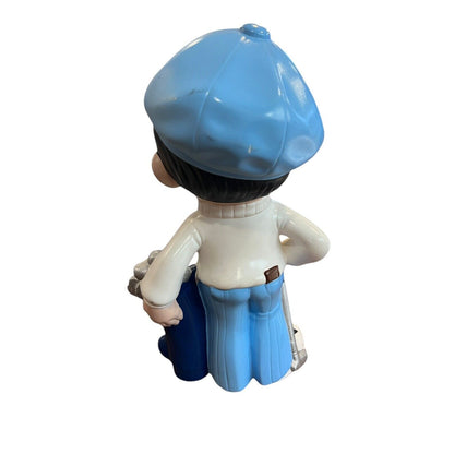 1970's Chalk Ware Boy Golfer Ceramic Mold Figurine Vintage Blue