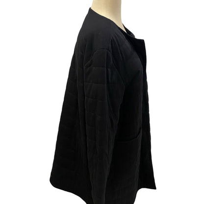 Small Eileen Fisher Women's Coat Black Textured Longline Jacket Small Quilted