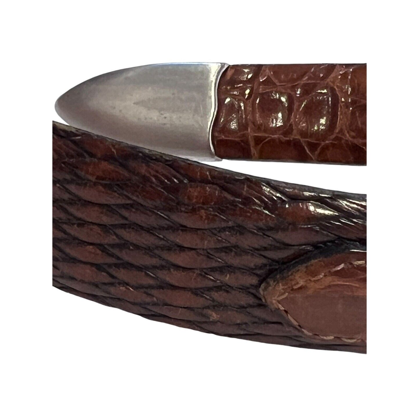 Size 38 Vintage Tulliani Mens Buckle Belt 1" Italian Calfskin 3127 Brown Texture