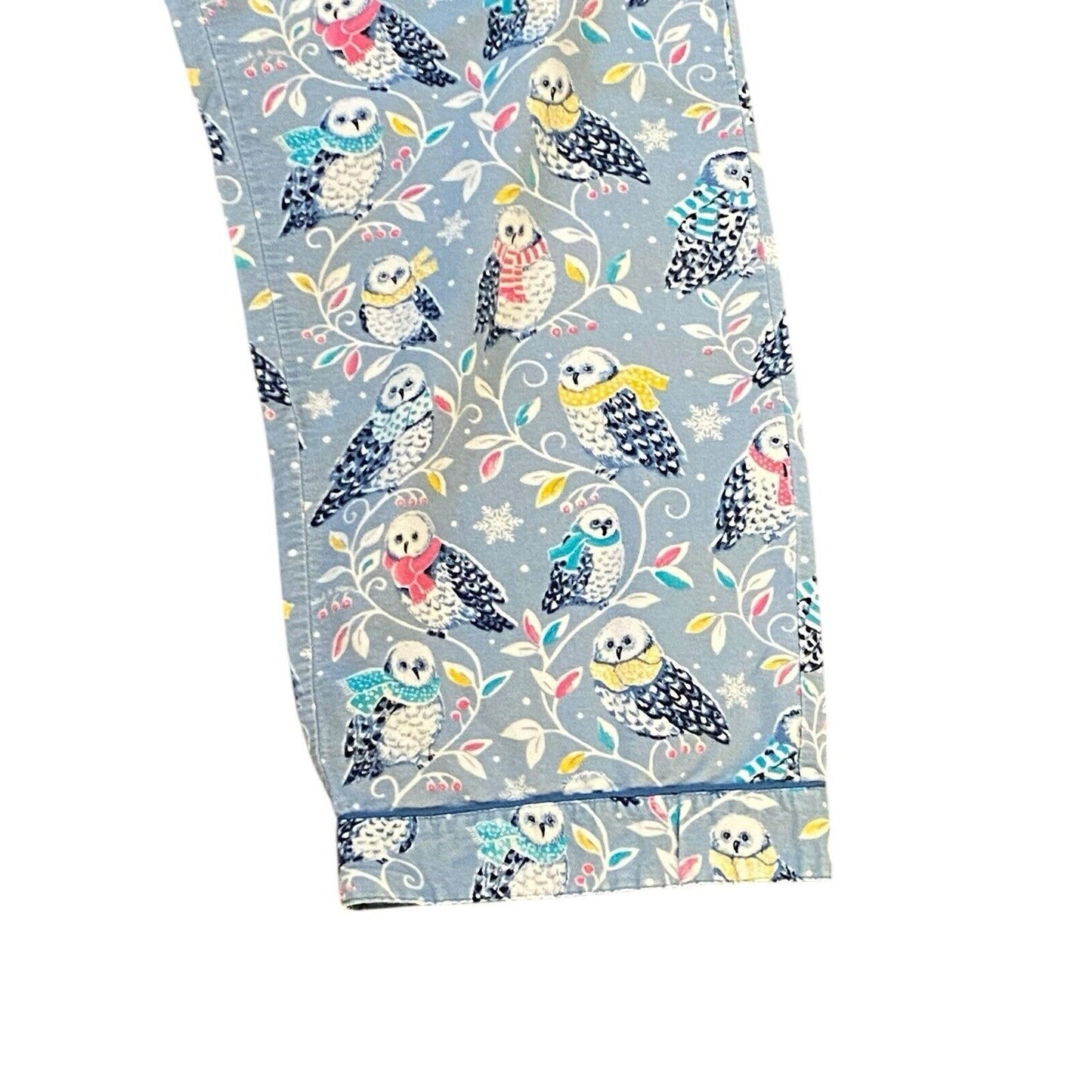 Size Large Nick & Nora Snowy Owl Snow Scarves Scarf Flannel Pajama Set Pjs