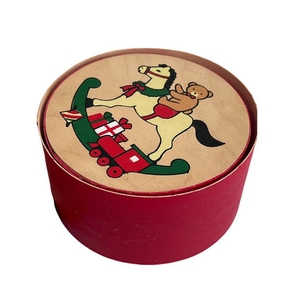 3 Nesting Balsa Wood Boxes Christmas Holiday Gift Lightweight Taiwan Round