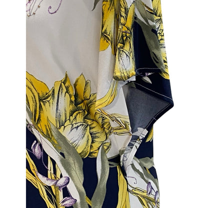 Size Small JM Collection Blue White Yellow Floral Studded Sheath Dress