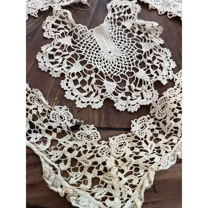 Antique Vintage Lace Collars And ScrapsVictorian Ivory Edwardian Sewing