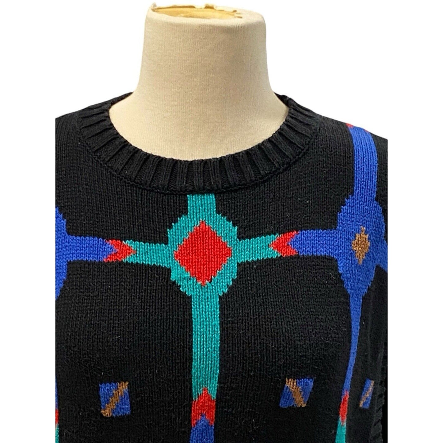 Size Medium 80’s Sweater Vintage Bright Pattern Sleeveless Breckenridge Women’s