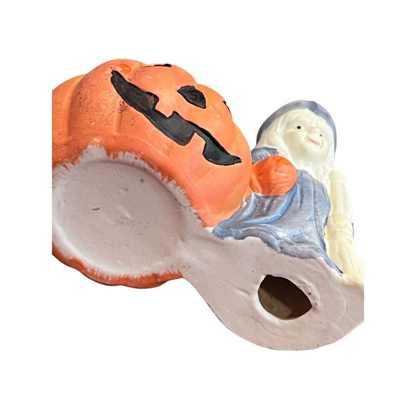 VTG HALLOWEEN Witch Jack O’ Lantern Tea light Holder Hand Painted