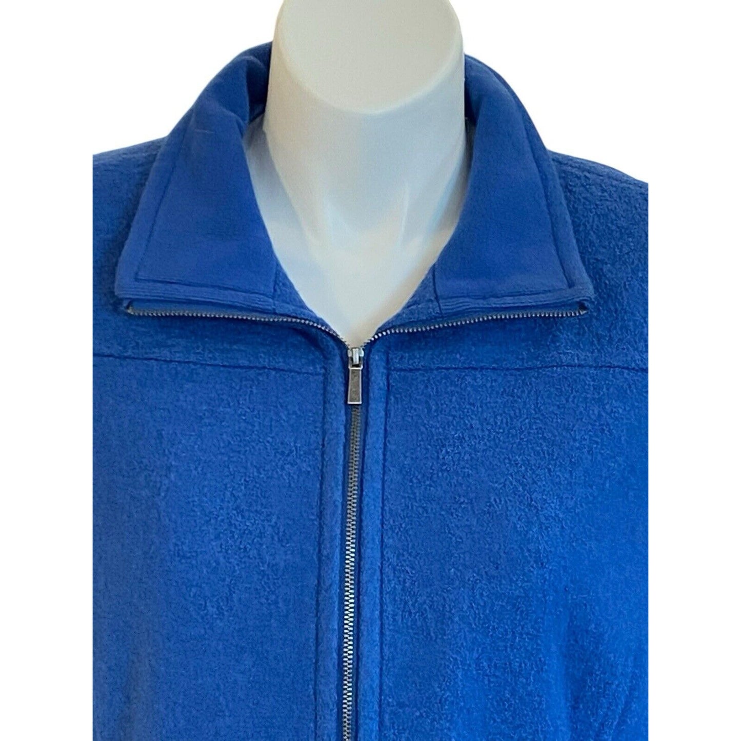 Lands’ End Womens Wool Blend Coat Size 16W Royal Blue Full Zip Pockets