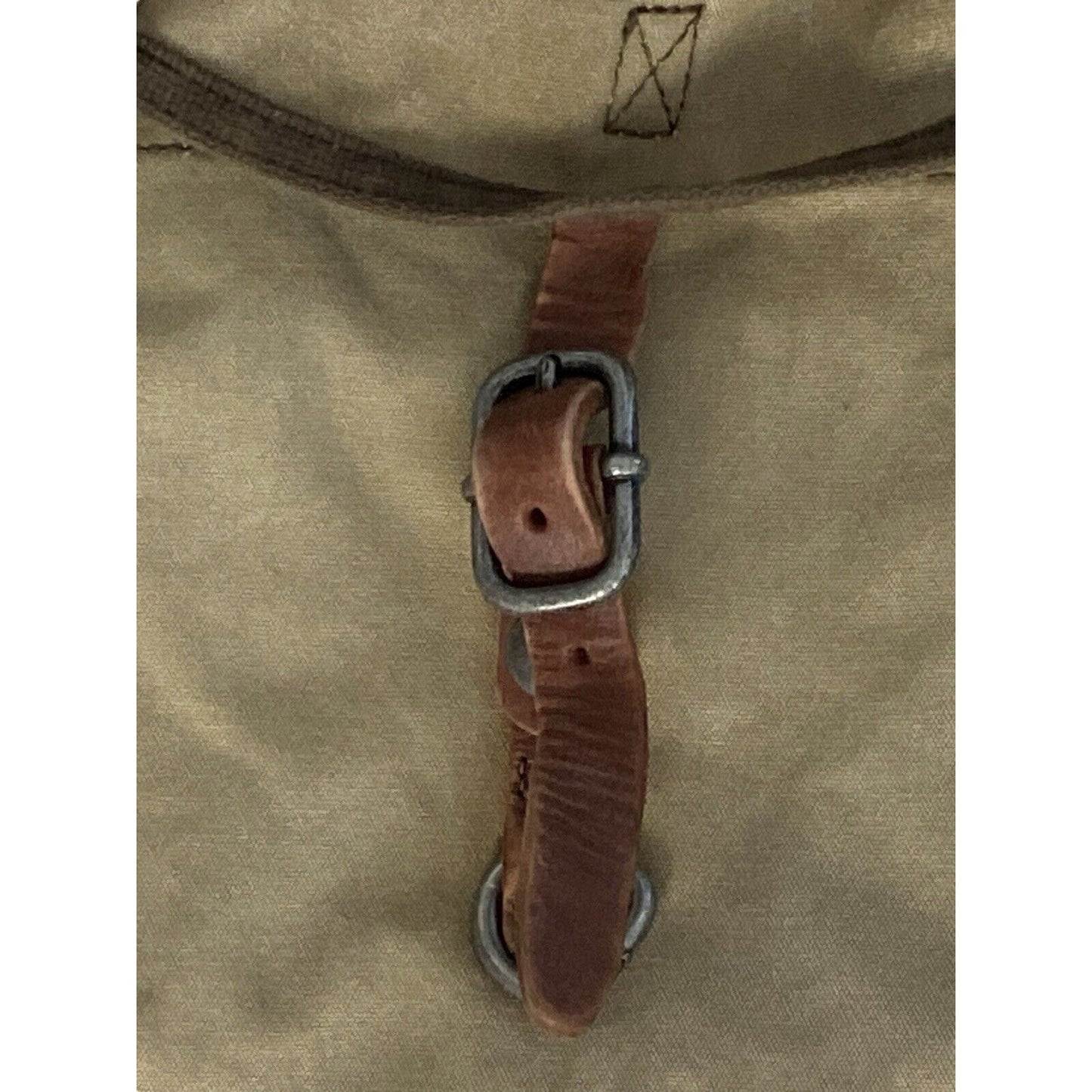 TSD Brand Forest Flap Crossbody Messenger Bag Tan Canvas Brown Leather Trim