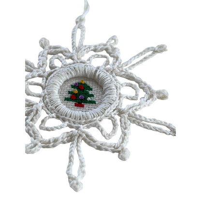Handmade Stitched Snowflake Cross-stitch Christmas Tree Christmas Ornament