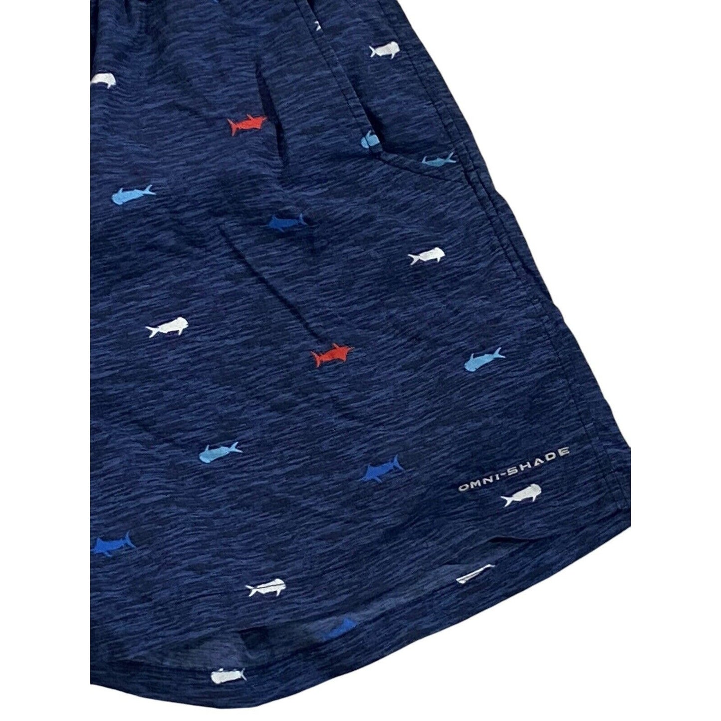 Size L Columbia Omni-Shade Shark Drawstring Water Shorts Blue Men Swim Trunks