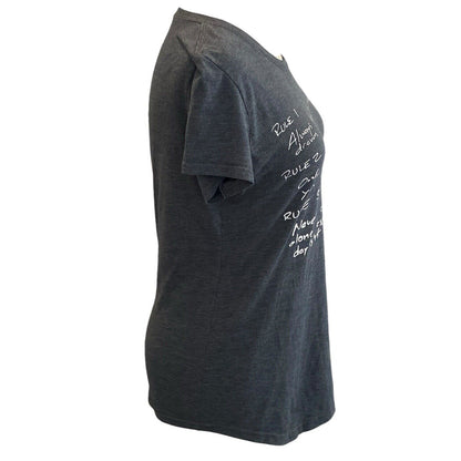 Stranger Things T-Shirt Women Size M Gray Rules Script Short Sleeve Round Neck