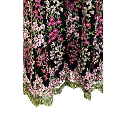 Tahari Arthur S. Levine Dress Black Floral Size 10 Embroidered Sleeveless