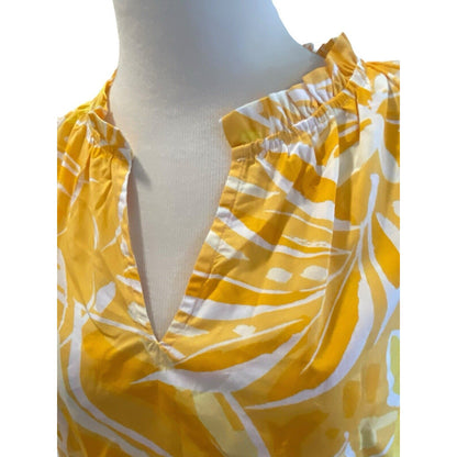 Small NWT Sugar Lips Sleeveless Floral Ruffled Shirt Top Blouse Yellow