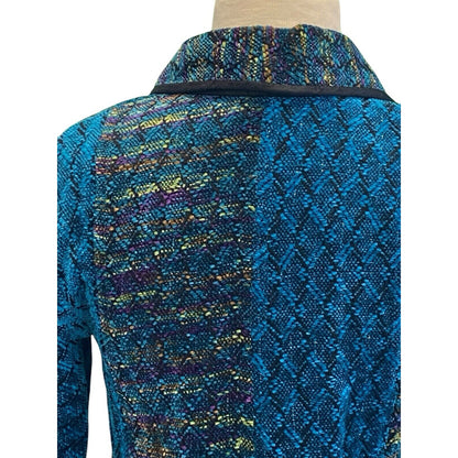LAURA FISHER BONVALLET Handwoven Open Jacket Beauxchenes Fibre Art to Wear Teal