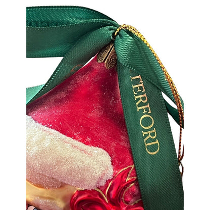 Waterford Christmas Santa Head Glass Ornament Hand Blown No Box Glitter