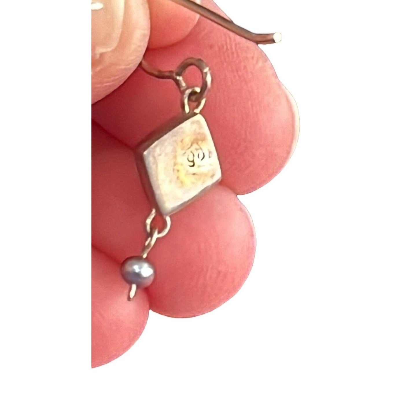 925 Sterling Silver CZ Pendant Necklace Dangle Earrings Set Faux Pearl