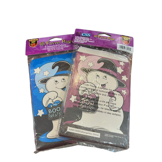 Ghost Halloween Candy Trick Or Treat Bags Two Sets Of 40ct NOS Multicolor