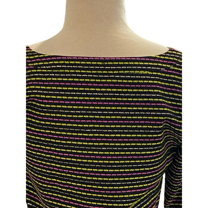 Small ANNA CATE Multicolor Striped Bell Sleeve Blouse Deep V-neck Dress Blouse