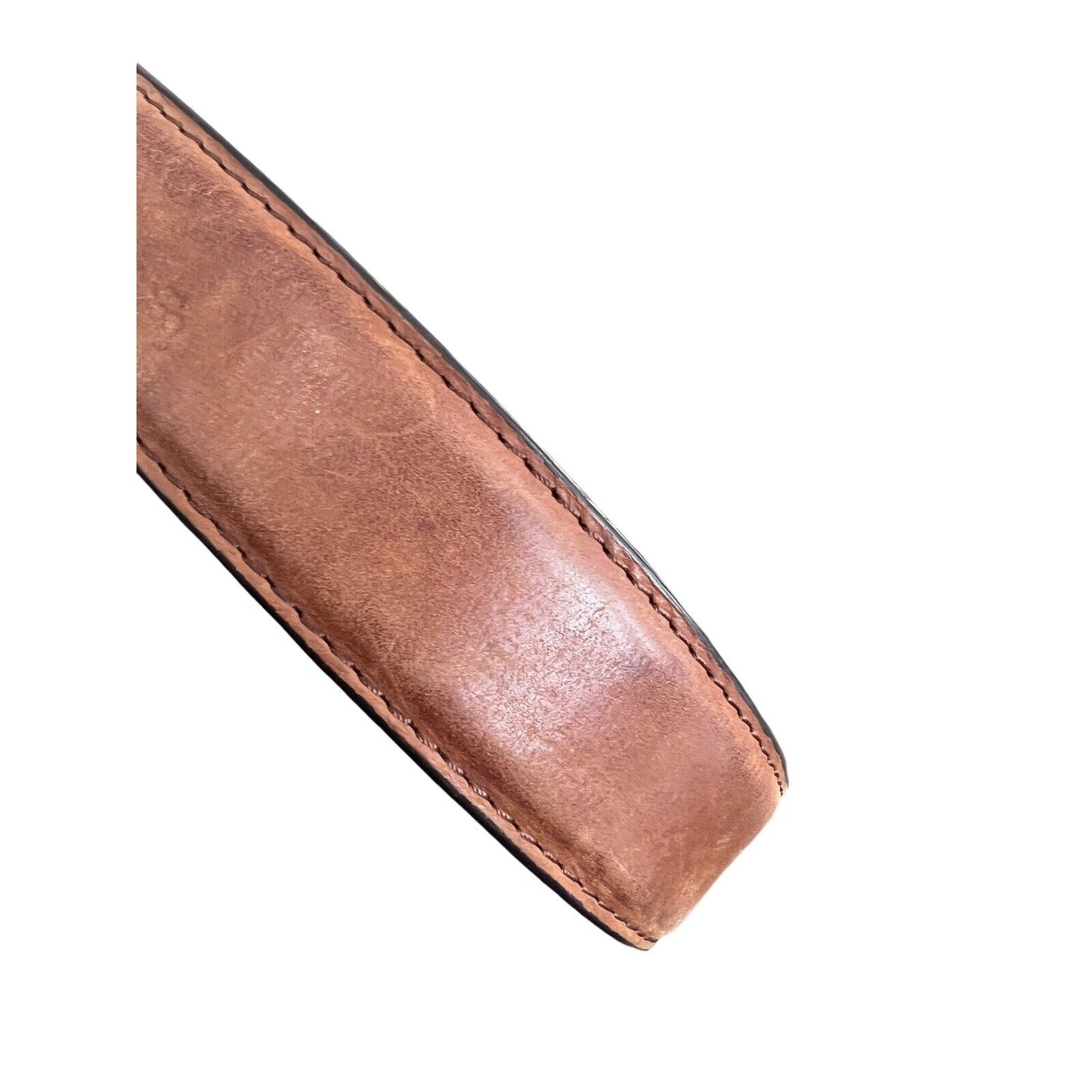 Size 36 Rocky Mountain Leather Brown Brass Buckle Worn Belt