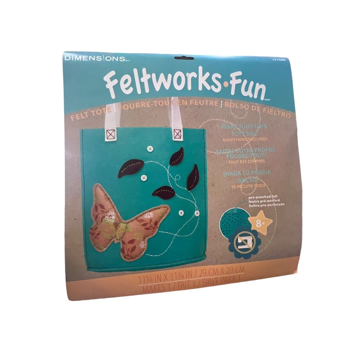 Butterfly Tote Bag Feltworks Fun Embroidery Kit by Dimensions NEW Sealed Kids