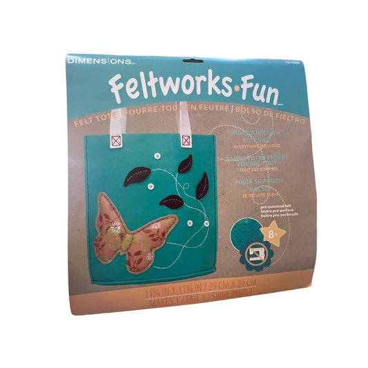 Butterfly Tote Bag Feltworks Fun Embroidery Kit by Dimensions NEW Sealed Kids
