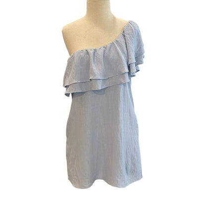 Size Medium Vestique Blue One Shoulder Ruffled Women's Dress NWT