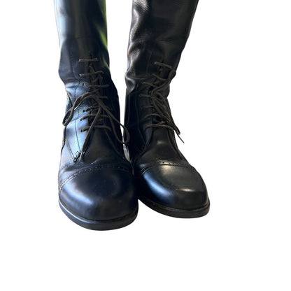 Amazonas Black Leather Lace Pull On Equestrian Riding Boots Size 7 R