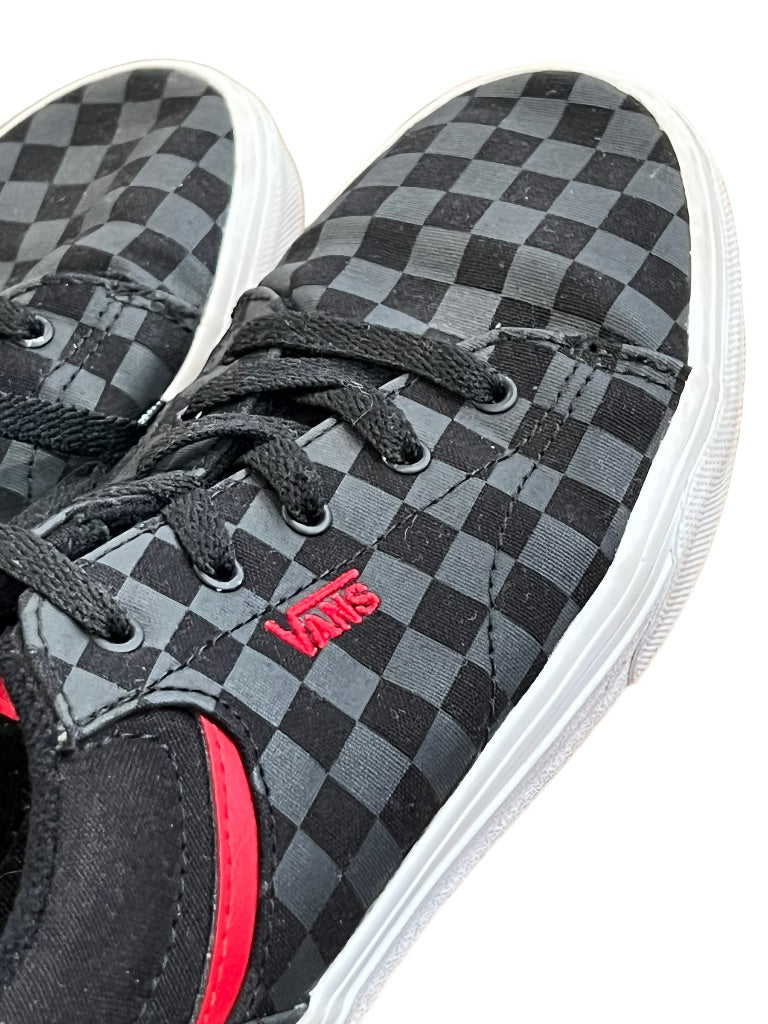 6 Youth Vans Black Gray Check Red Skate Shoes Sneakers