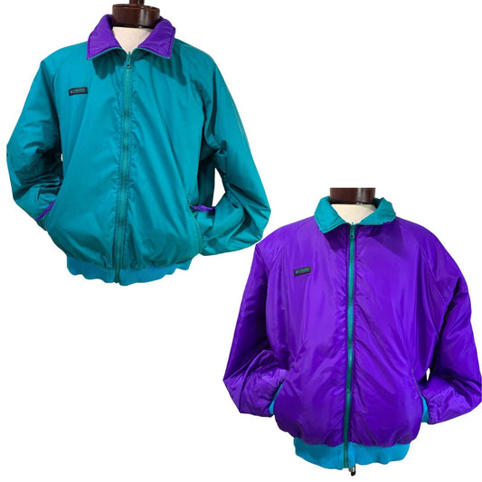Size XL Columbia 1990s Reversible Mens Ski Jacket Teal Purple