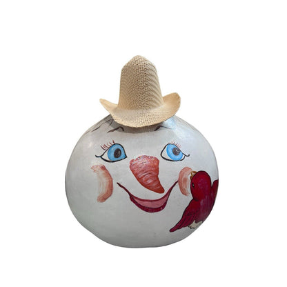 Gourd Snowman Scarecrow Hand Painted Christmas Winter Holiday Decoration Bird