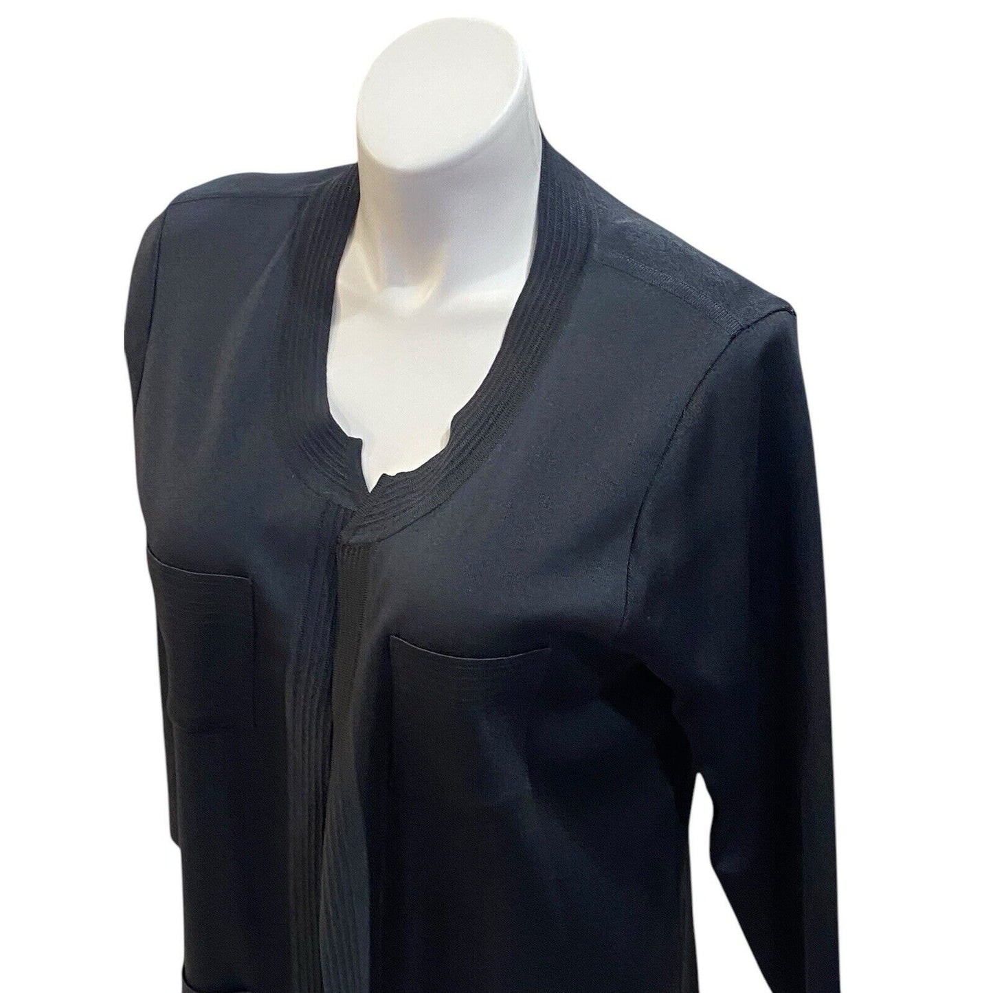 Size XL Exclusively Misook Gray Solid Open Front Sweater Cardigan 4 Pocket