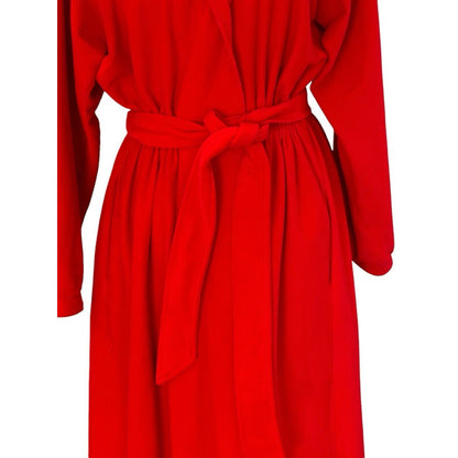 Vintage Bloomingdales Red Trench Style Robe Belt One Size Collared Shirt Style
