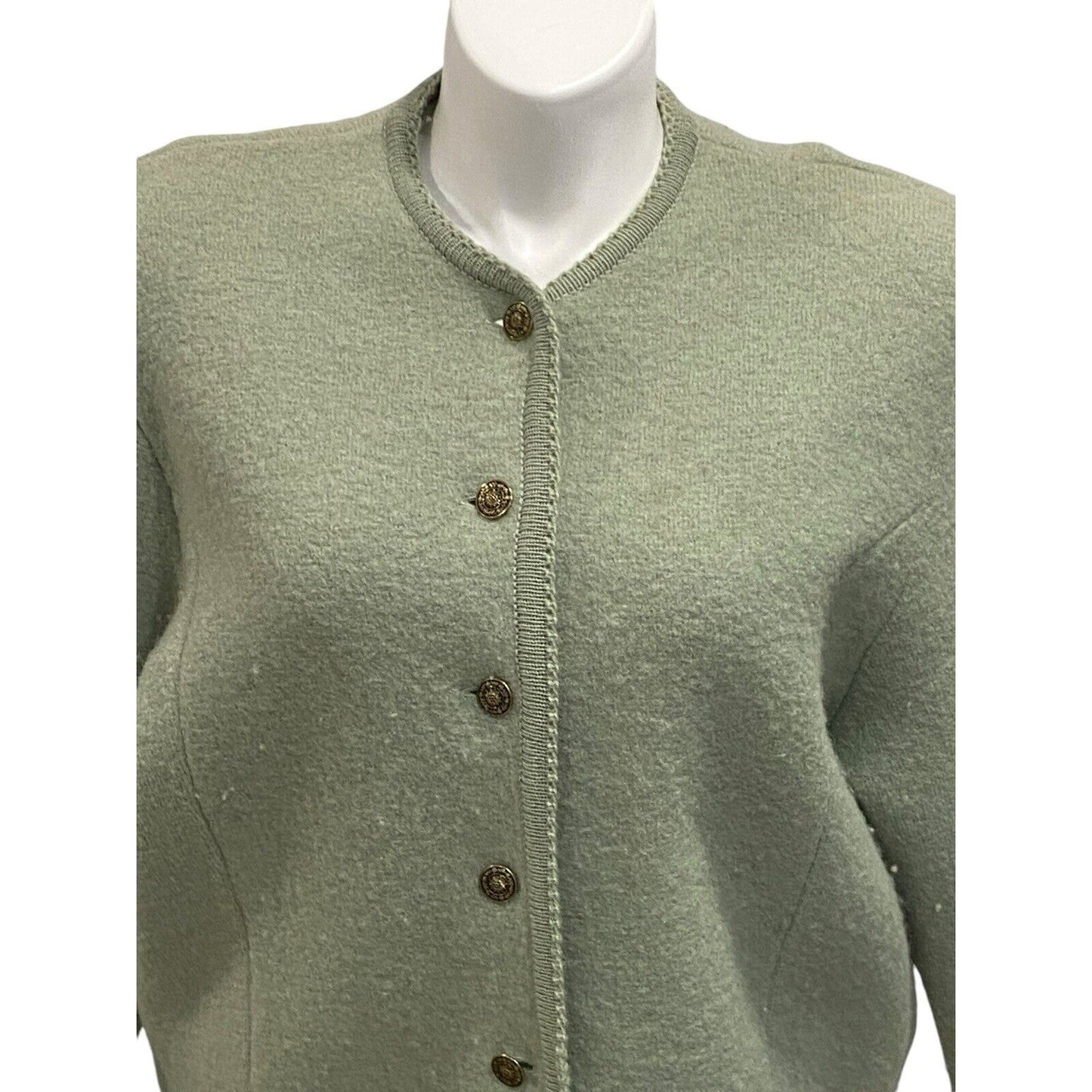 TALLY HO Nordic WOOL Cardigan Sweater Sage Green Button Up Women's Size XL