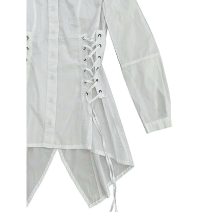 Size XS XCVI White Button Top Shirt White Victorian Steampunk Fitted Medieval