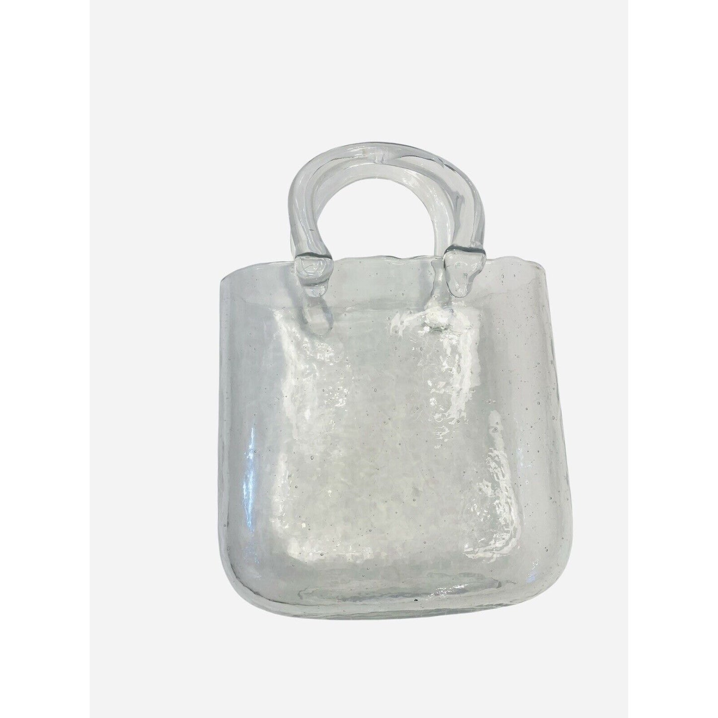 Glass Purse Vase Pocketbook Bag Clear Flower Handbag