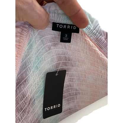 Torrid Womens Plus Sz 1X Tie Dye Babydoll Smocked Off-Shoulder Bell Sleeve Top