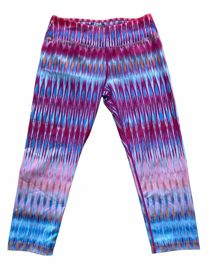 prAna Women's Small Roxanne Pink Blue Chevron Tide Yoga Workout Capri Leggings